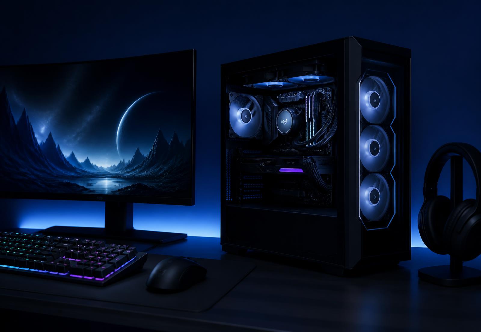 Custom gaming PC build with RGB components